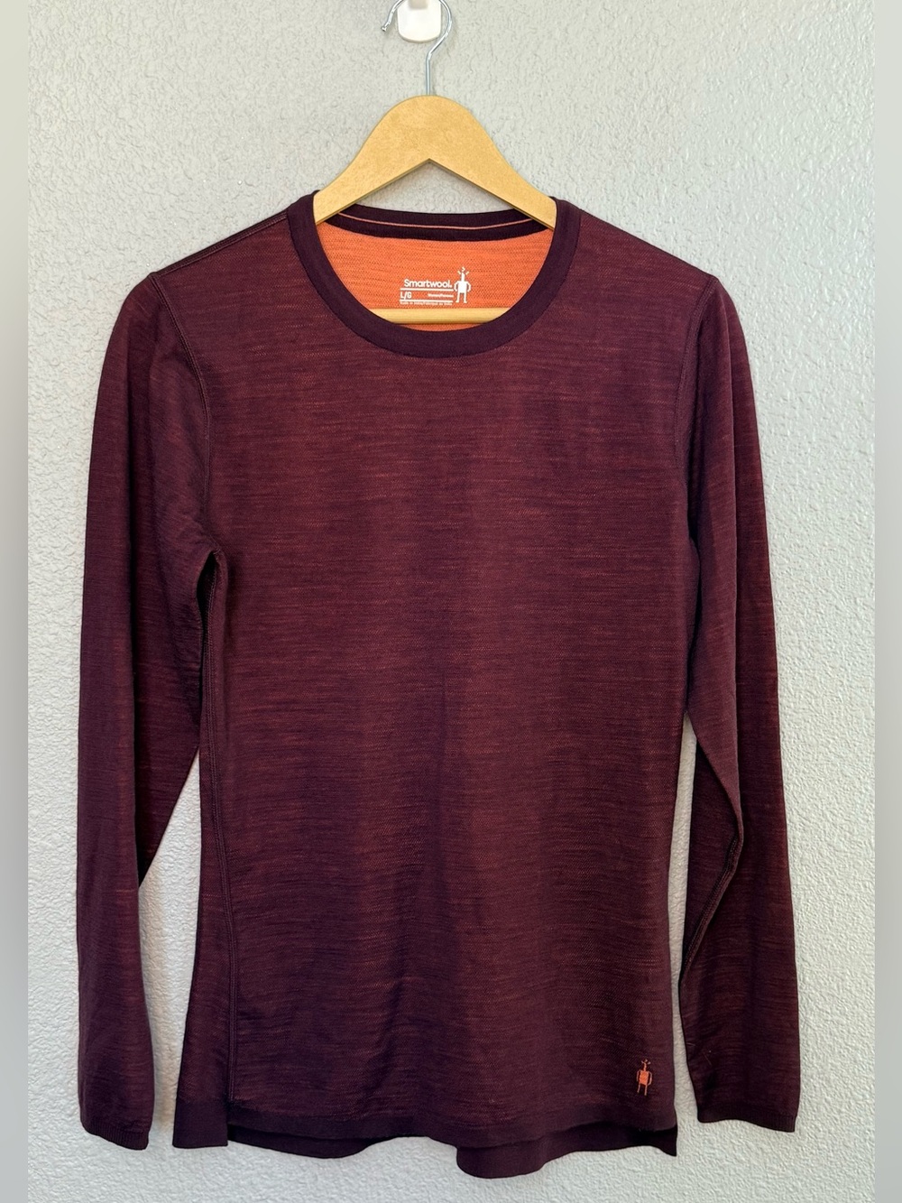 Smartwool | Thermal Merino Wool Base Layer Long-Sleeve Crew Top | Maroon | Large